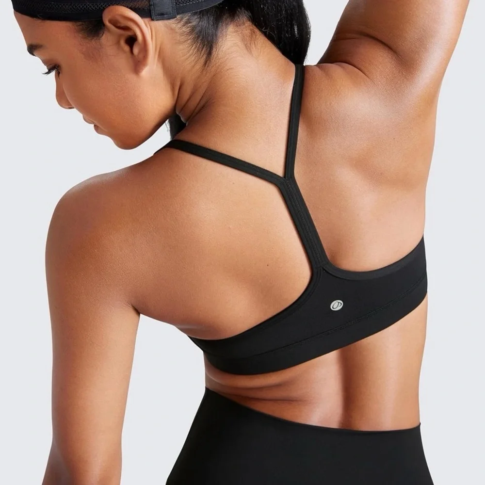 CRZ Yoga Butterluxe Y Back Sports Bra Padded Racerback Black Medium NWT